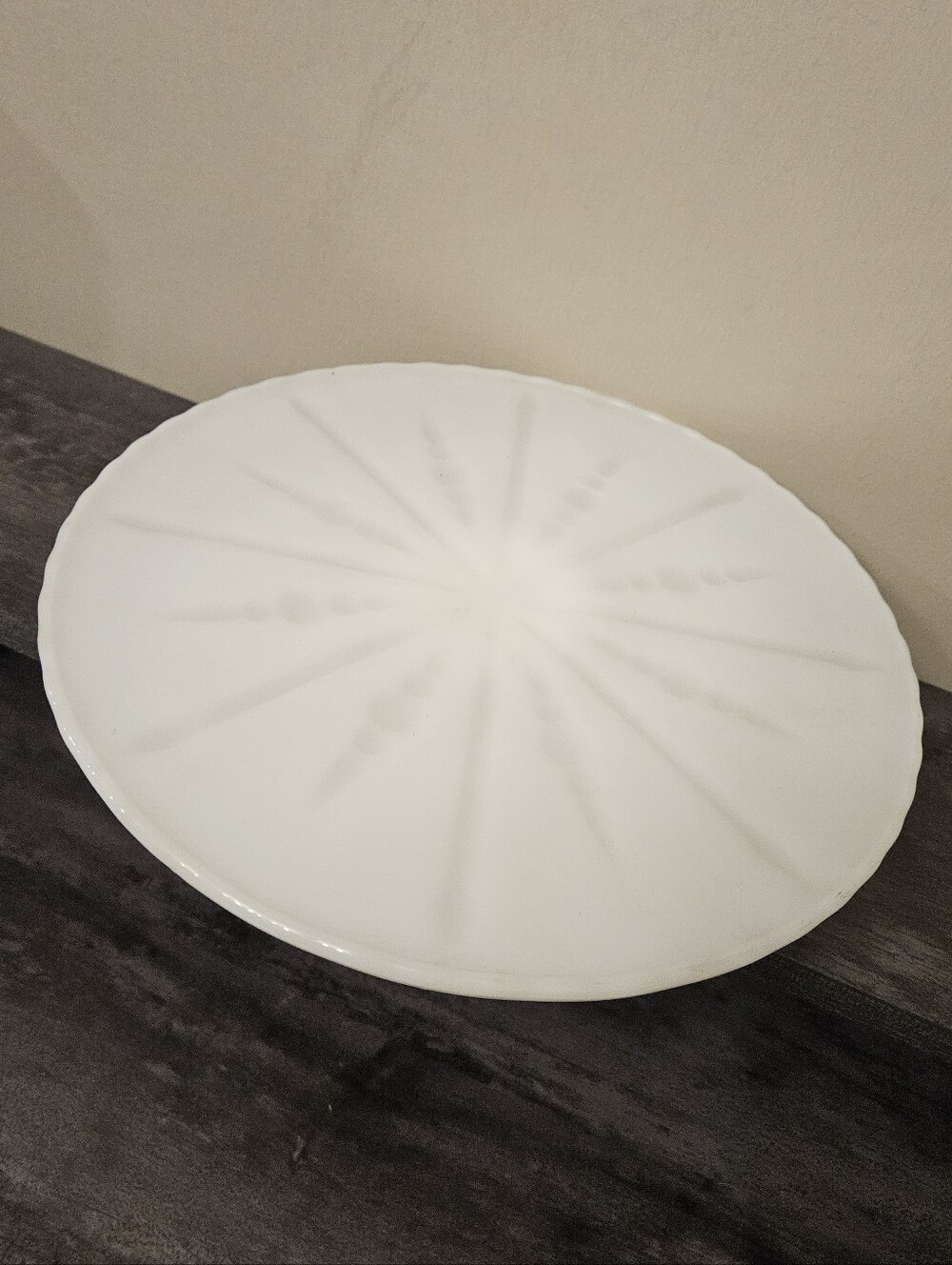 Vintage Anchor Hocking Starburst White Milk Glass Pedestal Cake Stand - Picture 2 of 10